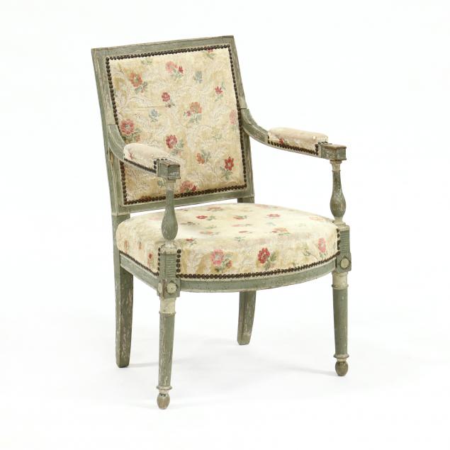 LOUIS XVI PAINTED FAUTEUIL 18th 34acc9