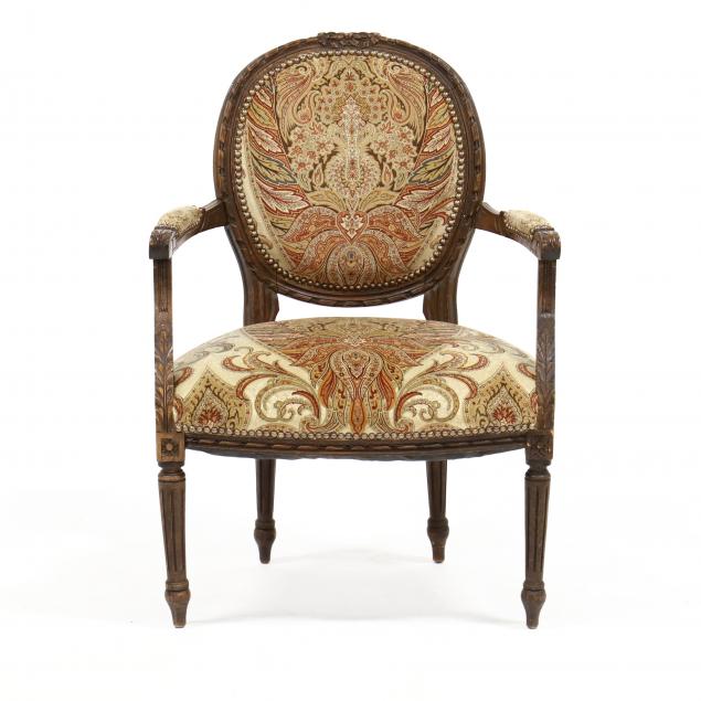 LOUIS XVI STYLE CARVED FAUTEUIL