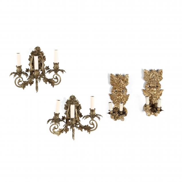 TWO PAIR OF FRENCH ROCOCO STYLE