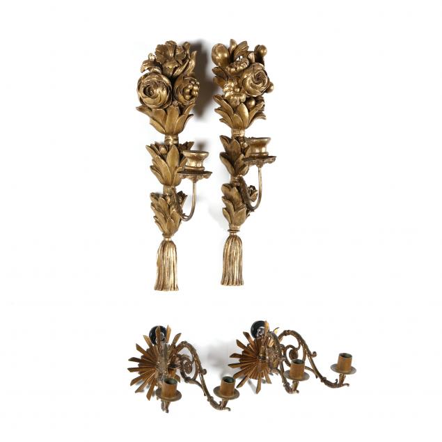TWO SETS OF WALL SCONCES As follows  34acf4