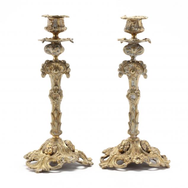 PAIR OF GILT BRONZE ROCOCO STYLE