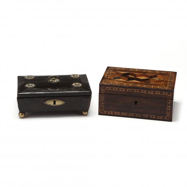 TWO KEEPSAKE STORAGE BOXES 19th