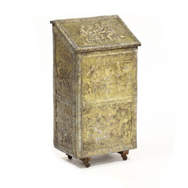 DUTCH BRASS REPOUSSE COAL BIN Circa 34ad46