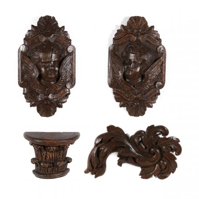 FOUR CONTINENTAL CARVED WOODEN