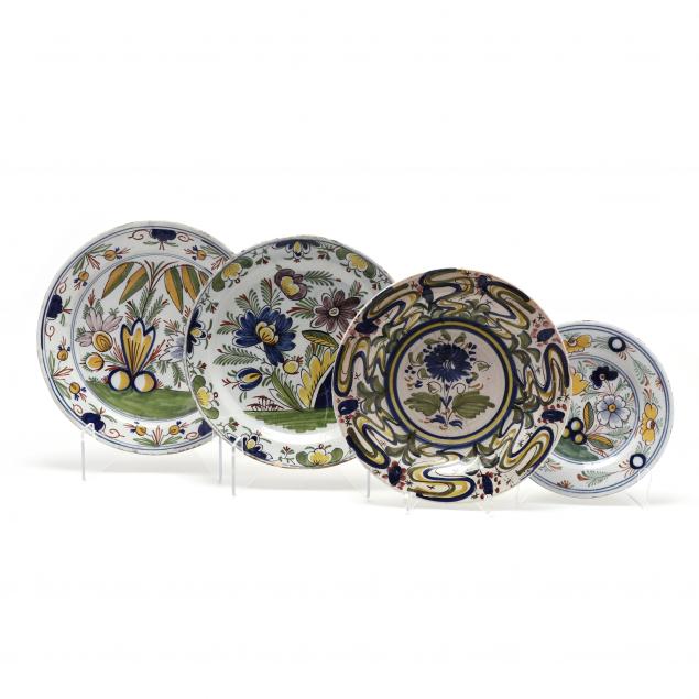 FOUR POLYCHROME DELFT PLATES Late