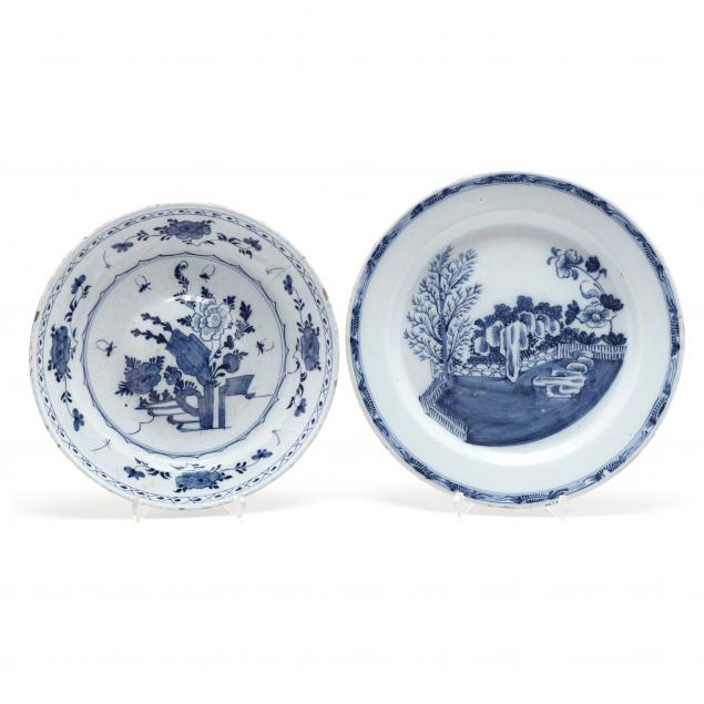 TWO ENGLISH DELFT BLUE AND WHITE