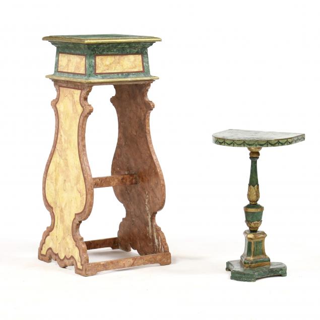 TWO ITALIAN PAINT DECORATED STANDS