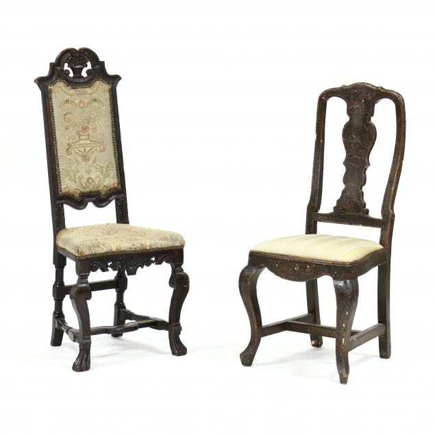 TWO ANTIQUE CONTINENTAL SIDE CHAIRS 34adab