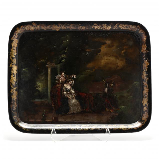 LARGE TOLE TRAY WITH HAND PAINTED 34adba