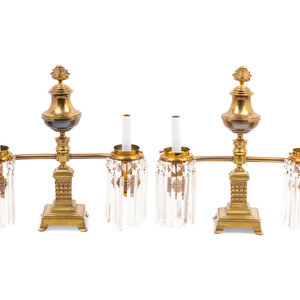 A Pair of Brass and Glass Two Light 34adff