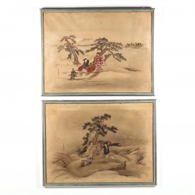 A PAIR OF JAPANESE PAINTINGS Ink 34ae3b