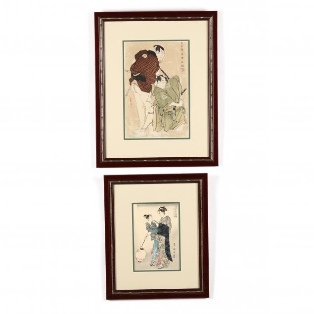 TWO JAPANESE WOODBLOCK PRINTS  Ink and