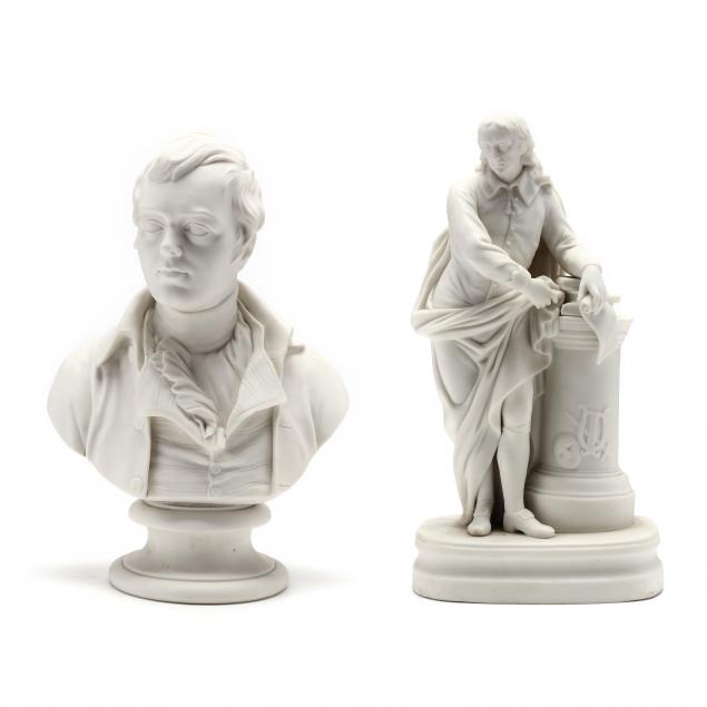 TWO PARIAN WARE FIGURES OF POETS 19th