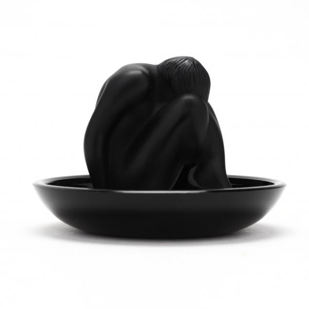 LALIQUE STATUETTE NU ASSIS NOIR 34aee0