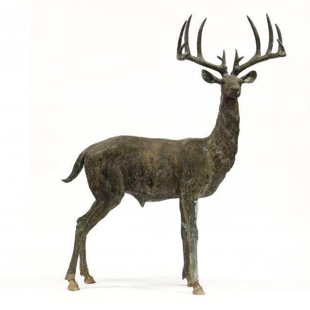 CAST BRONZE LIFE SIZE STAG Late 34aef8