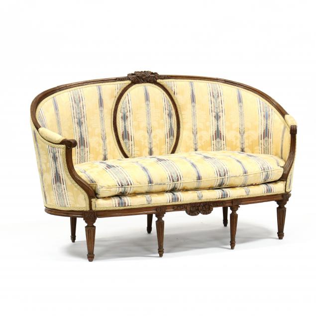 LOUIS XVI STYLE CARVED WALNUT SOFA