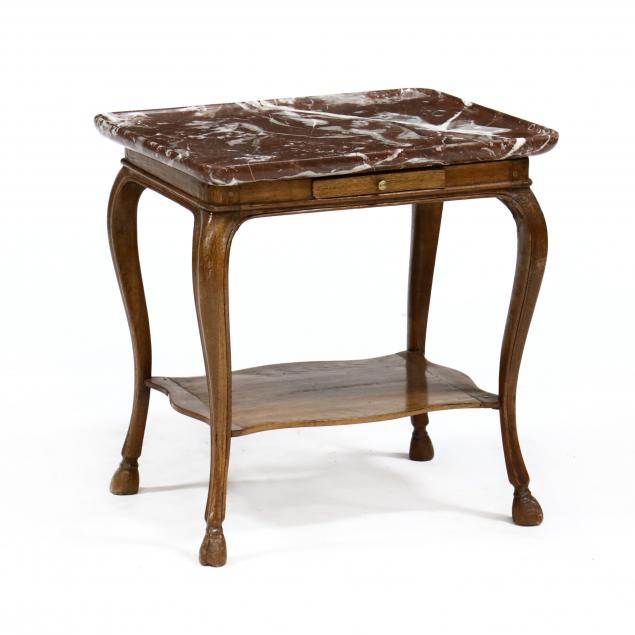 FRENCH MARBLE TOP ONE DRAWER LOW
