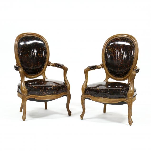 PAIR OF LOUIS XV STYLE UPHOLSTERED 34af21