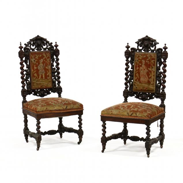 PAIR OF CONTINENTAL CARVED WALNUT 34af35