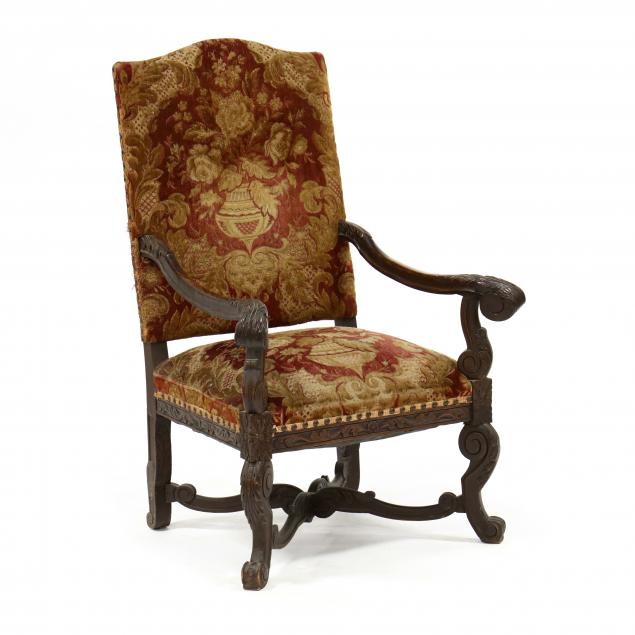 SPANISH STYLE CARVED HALL CHAIR