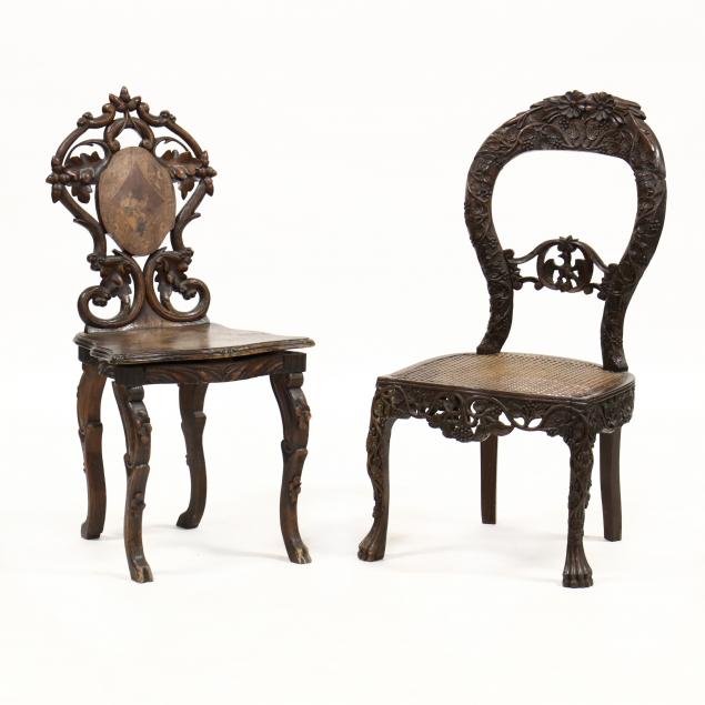 TWO ANTIQUE CONTINENTAL CARVED