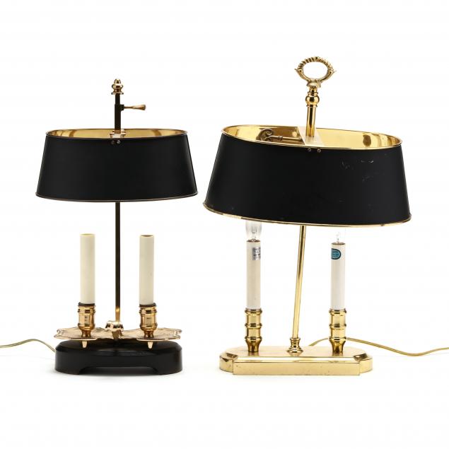 TWO BRASS AND TOLE BOUILLOTTE LAMPS 34afa4