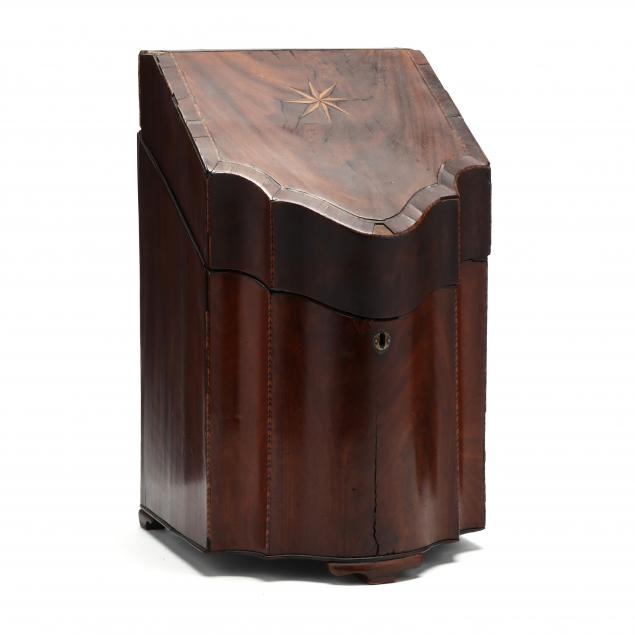 GEORGE III MAHOGANY INLAID CUTLERY BOX