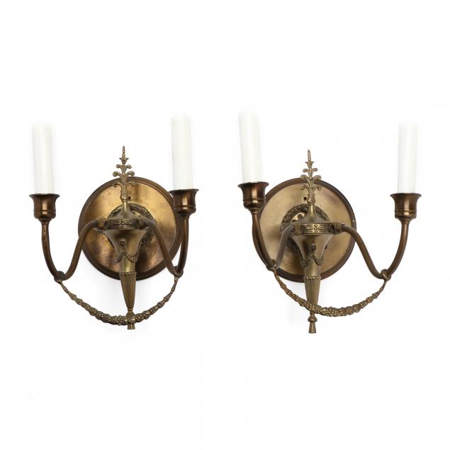 PAIR OF VICTORIAN BRASS WALL SCONCES