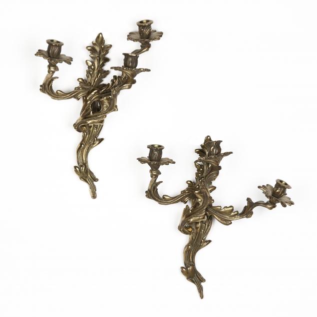 PAIR OF ROCOCO STYLE BRASS SCONCES 34afb5