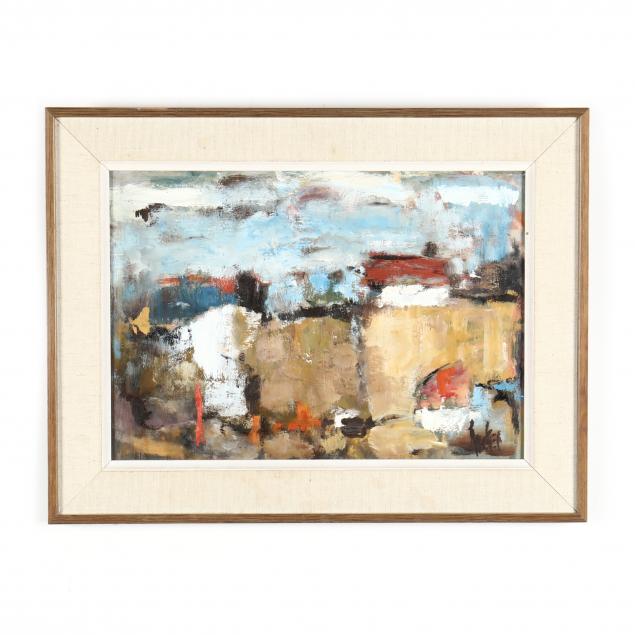 VINTAGE ABSTRACT LANDSCAPE PAINTING 34afc7