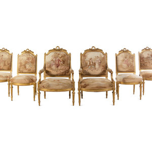 A Louis XVI Style Giltwood Seven Piece 34afe0