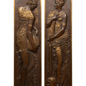 A Pair of French Bronze Relief