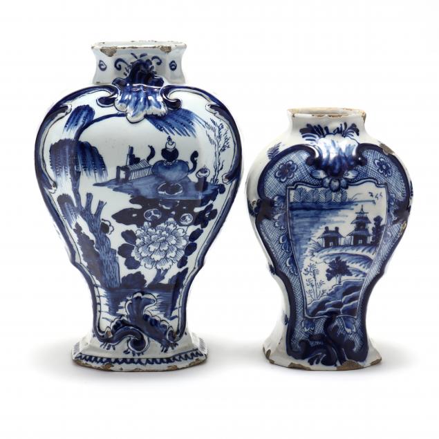 TWO DUTCH DELFT STRUCTURED SIGNED