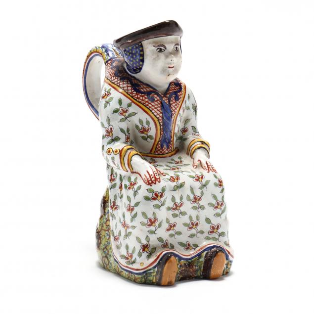 FRENCH FAIENCE FIGURAL JUG The