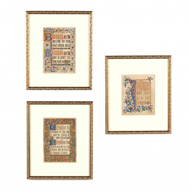 THREE ANTIQUE ILLUMINATED BIBLE