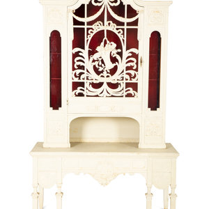 A Continental  White Painted Cabinet