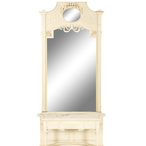 A Continental  White Painted Mirrored