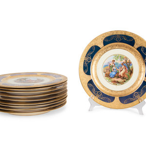 A Set of Ten Limoges Porcelain