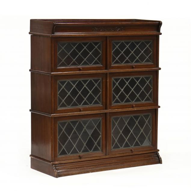 MAHOGANY AND LEADED GLASS BARRISTER 34b2cb