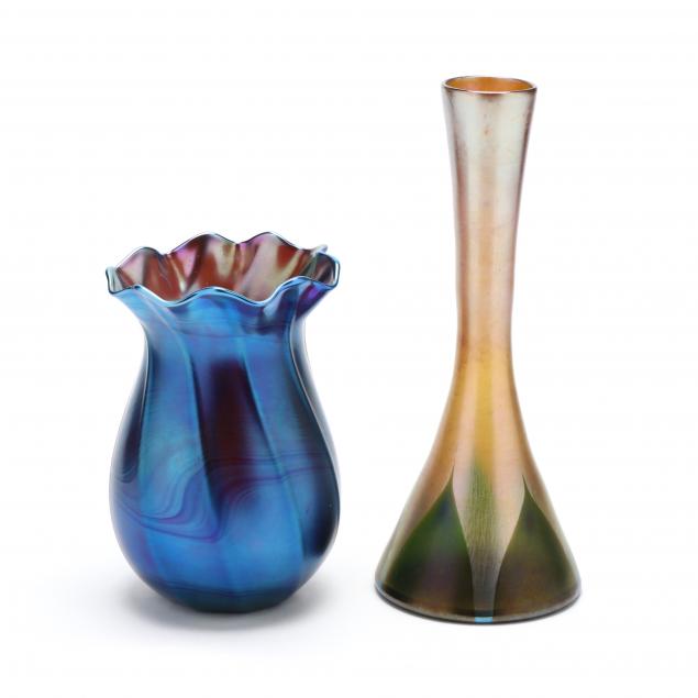 TWO L. C. TIFFANY FAVRILE GLASS