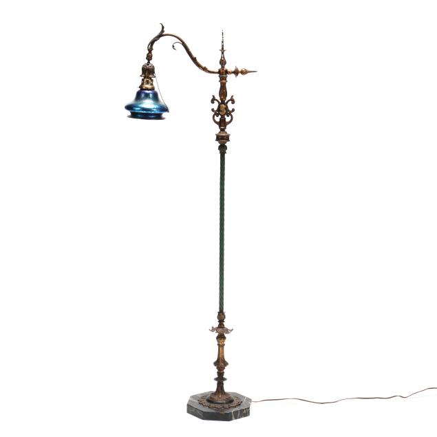 VINTAGE IRON FLOOR LAMP WITH ART 34b311