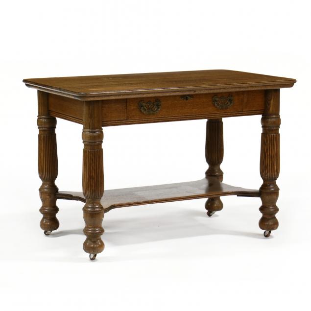 ANTIQUE OAK LIBRARY TABLE Early