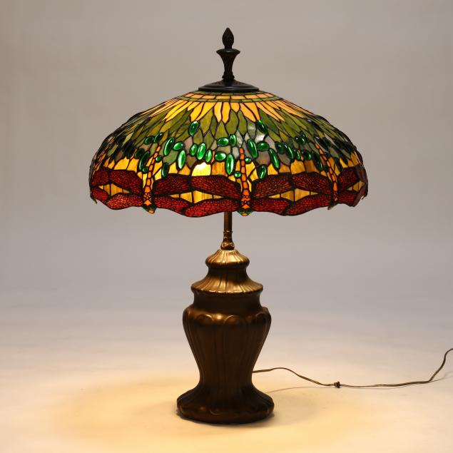 STAINED GLASS DRAGONFLY TABLE LAMP Contemporary