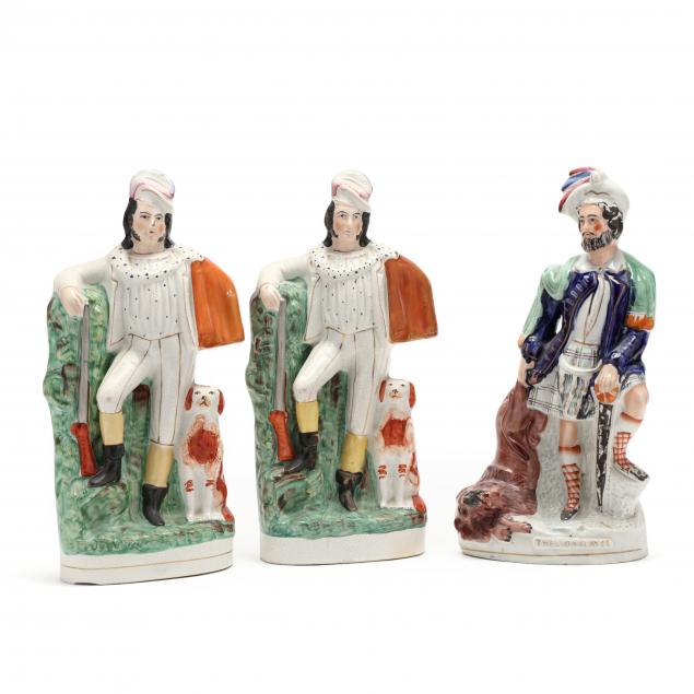 THREE LARGE STAFFORDSHIRE FIGURINES 34b384