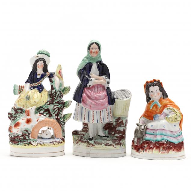 THREE VICTORIAN STAFFORDSHIRE FIGURINES