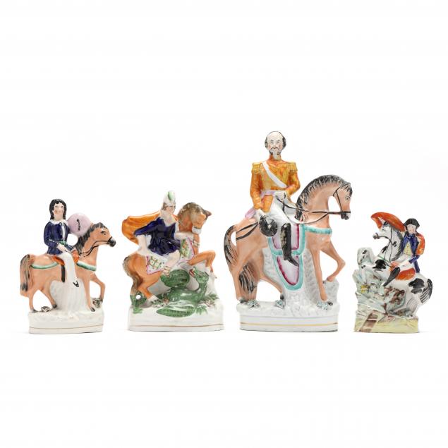 FOUR STAFFORDSHIRE EQUESTRIAN FIGURINES 34b387