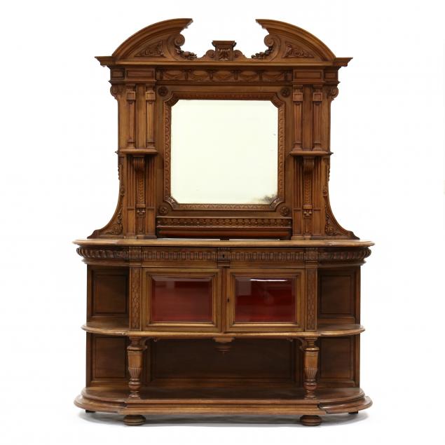 CONTINENTAL CARVED WALNUT AND MIRRORED 34b401