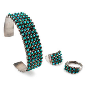 Zuni Silver and Petit Point Turquoise 34b41b