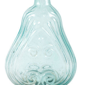 An Early Blown Glass Scroll Flask