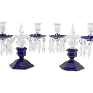A Pair of Cobalt and Clear Molded
